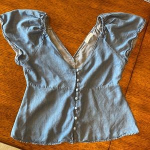 Zarawoman short sleeve button front denim shirt size small